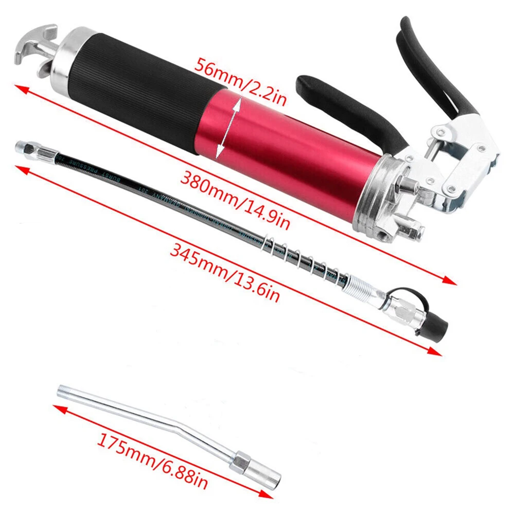 6000PSI-7000PSI 400CC Heavy Duty Quick Release Lubrication Syringe Manual Pistol Grip Grease Gun Set with Flexible Hose