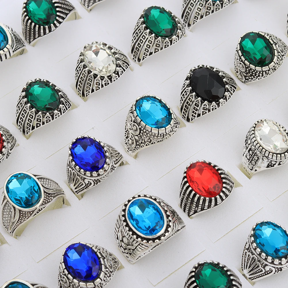 خاتم عتيق من حجر الكريستال الشفاف ، سبيكة ، مجوهرات حفلات الزفاف ، بيع بالجملة ، 40 ساحر