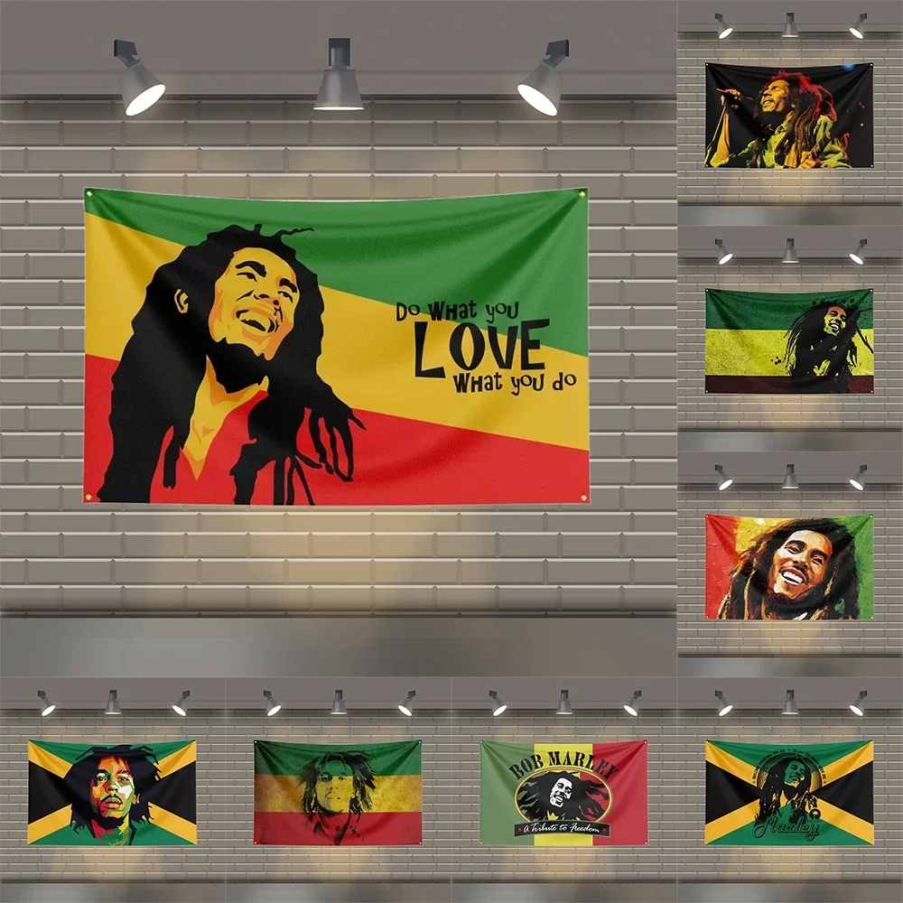 3x5 FT Reggae Bob Marley Singer Flag Polyester Printed Music Flags for Room Garage Decor