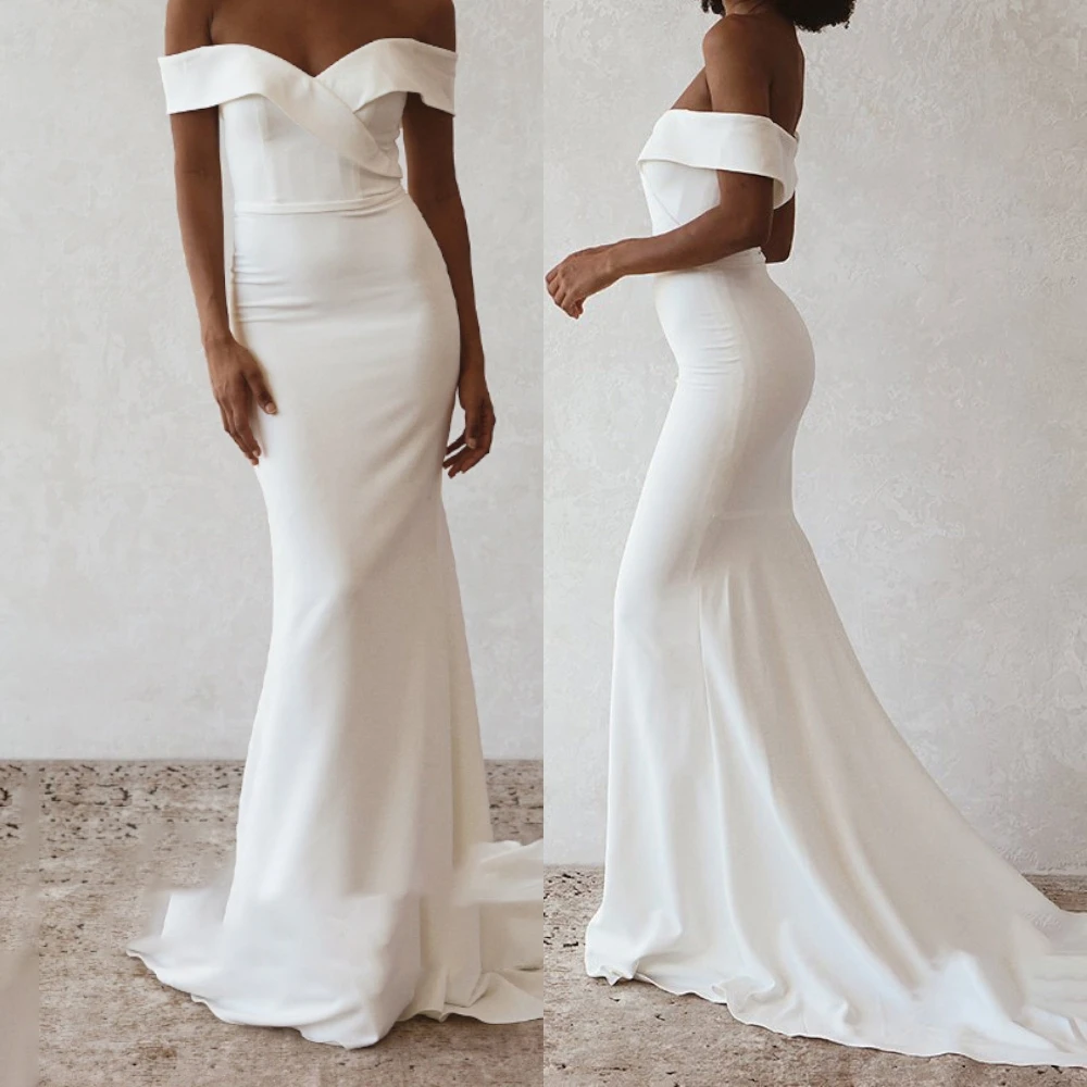 Customized White Chiffon Sexy Mermaid Formal Wedding Dress  Modern Strapless High Quality Bridal Party Zipper Back Bridal Gowns