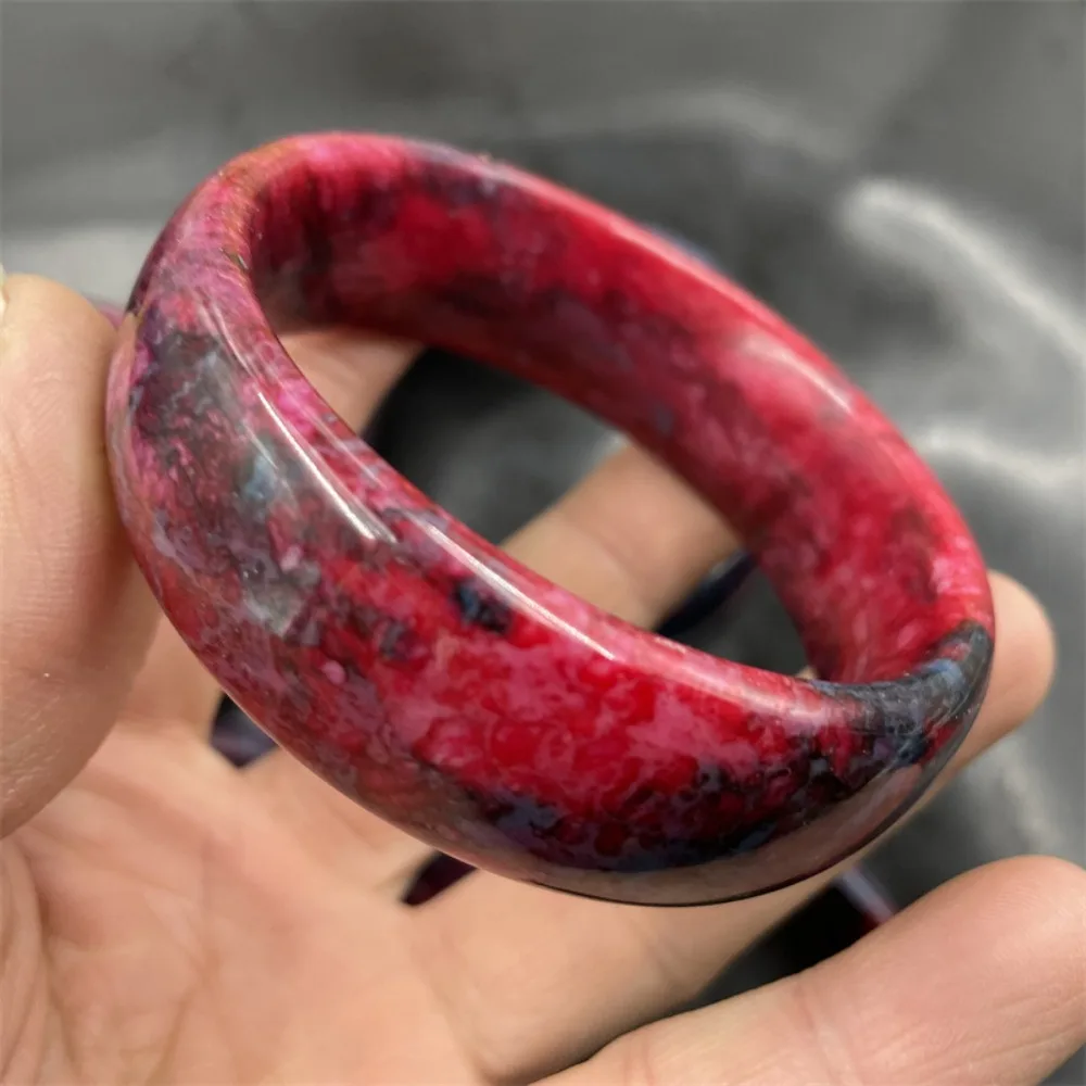 

Peach Blossom Jade Widening Edition Red Chicken Blood Jade Bracelet Chicken Blood Stone Bracelet Women Medium Large Red Bracelet
