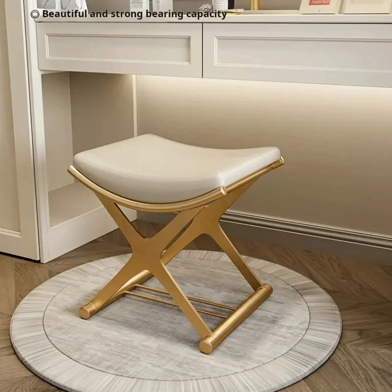 Bedroom dressing table stool Entrance Shoe bench ​Metal small Makeup chair designer Soft bag footrest Hallway ottoman Furniture