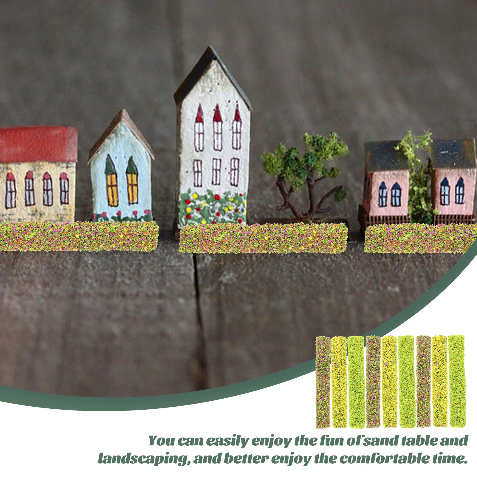 

15pcs Simulation Shrub Cluster Miniature Strips Fake Vegetation Group Sand Table Decor Diy Plastic Field Ornament Fake