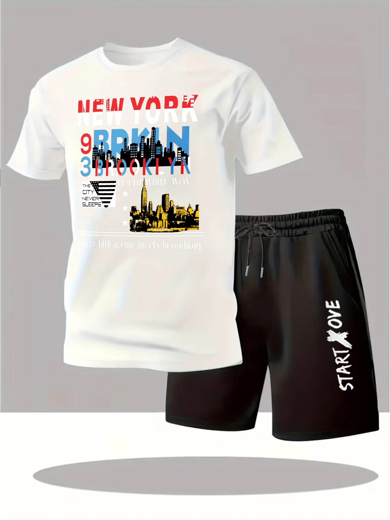 

Мужские комплекты 2025: Новинка! Модный спортивный костюм с графическим принтом, мужской комплект из свитшота и шорт с коротким рукавом