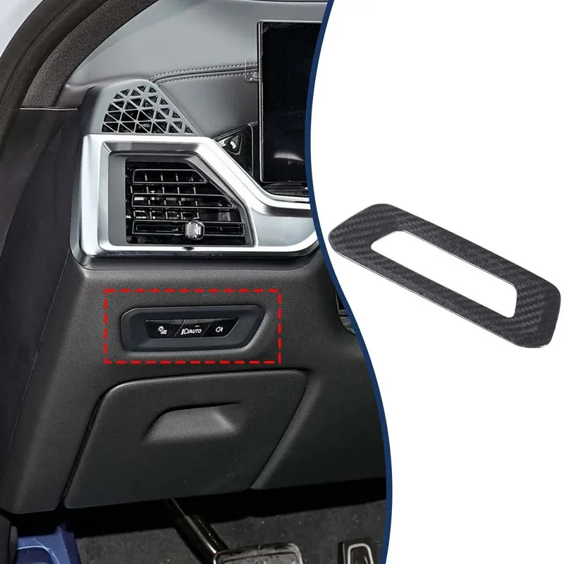 

Настоящее углеродное волокно для BMW X5 G05 X6 G06 2023 + переключатель фар автомобиля, декоративная рамка, наклейка, аксессуары для салона автомобиля, 1 шт.