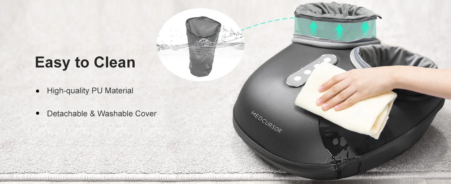 Make Time for Foot Relaxation An electric shiatsu foot massager featuring rolling and kneading massage, optional heat, adjustable air compression, and a convenient 15-minute timer.