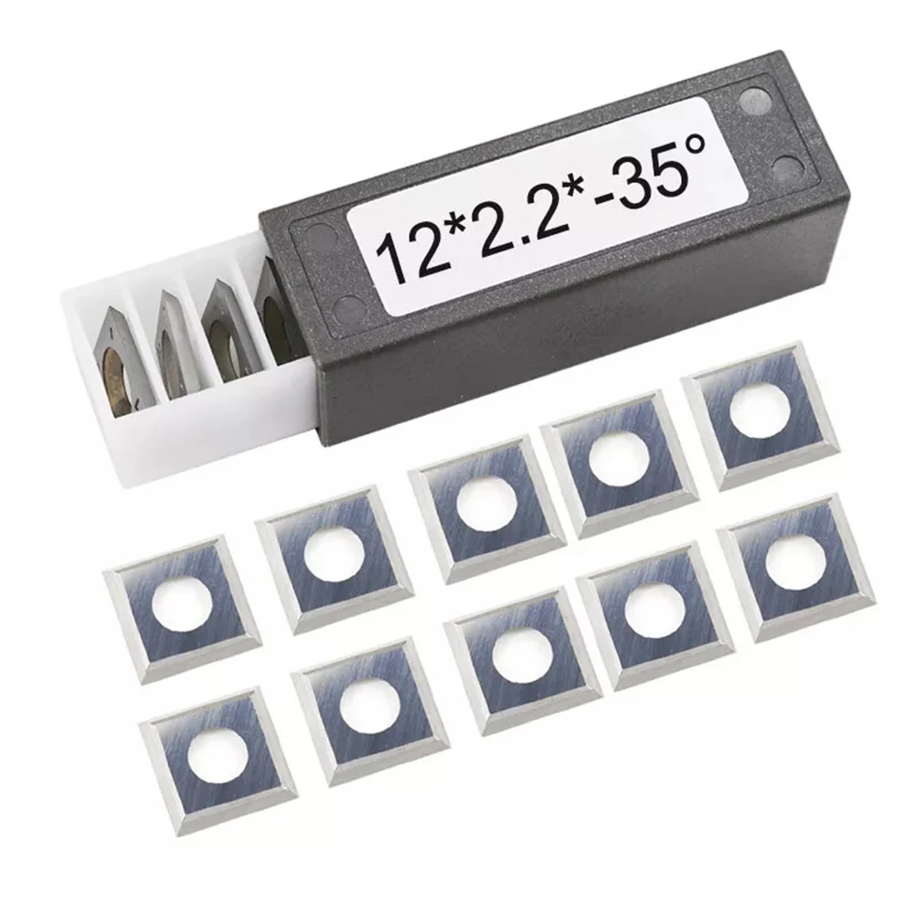 10pcs Square Carbide Inserts Blades 12x12x2 2mm for Woodworking Lathe and Planer Tools Featuring 35 Degree Bevel and Four Edges