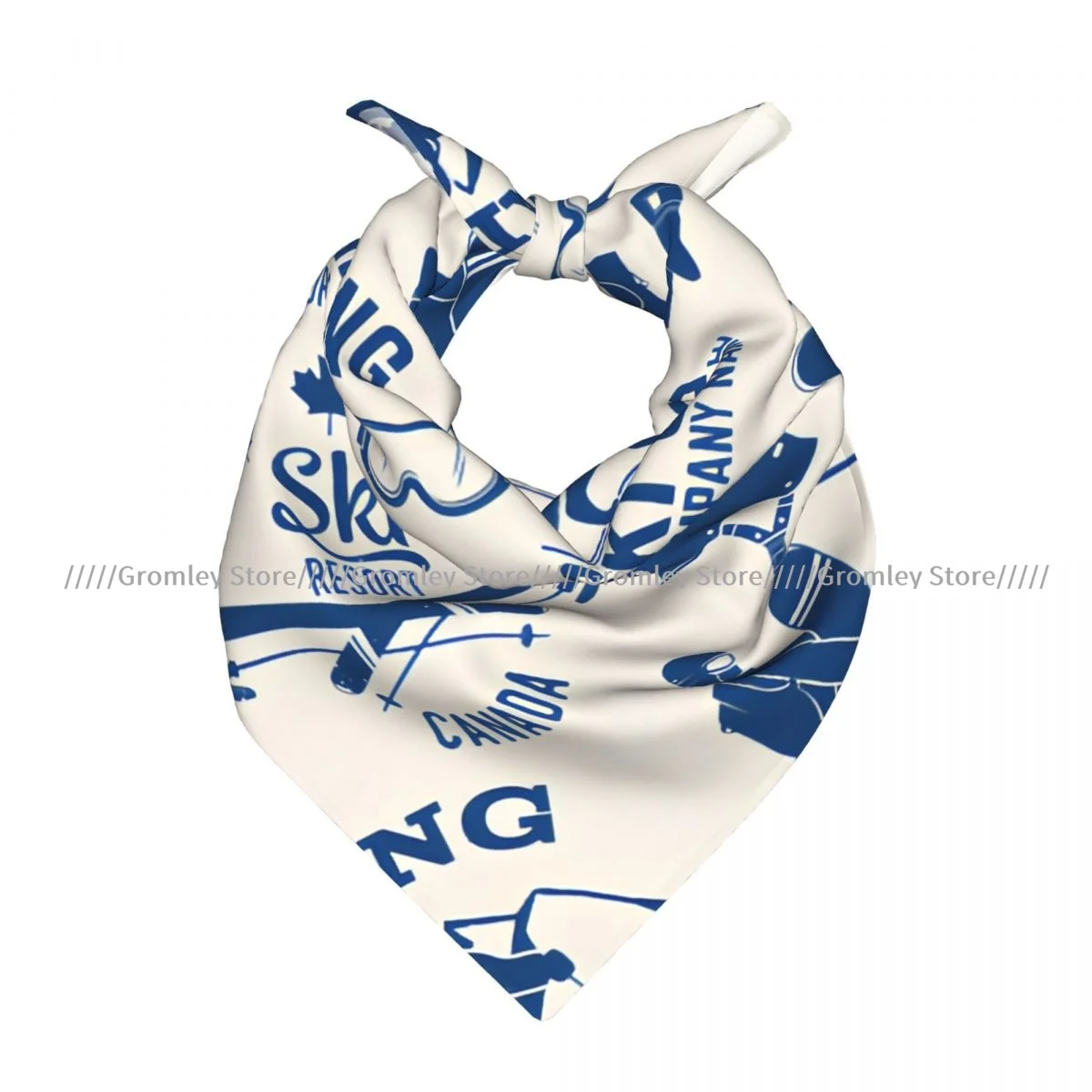 Square Scarf Women Ski Vintage Style Skiing Themed Motifs Bandana Headscarf