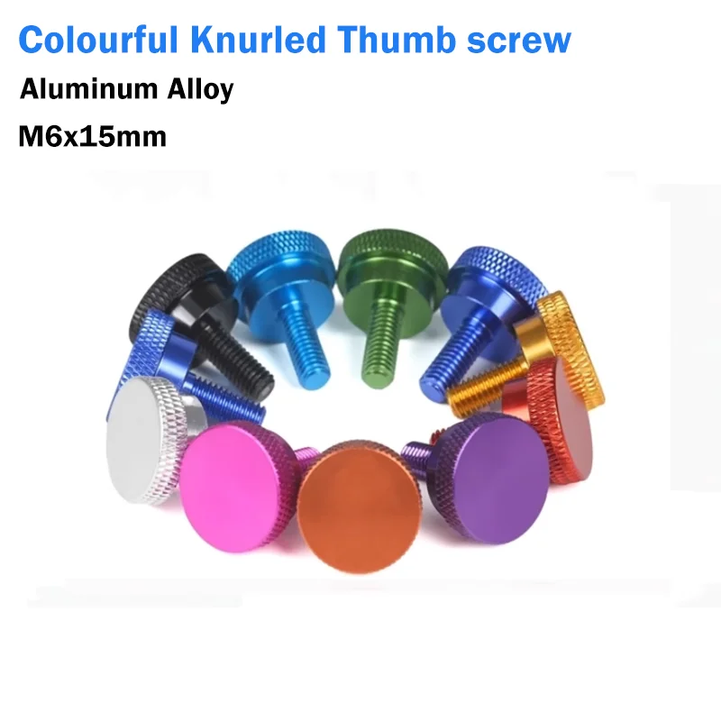 Anodize Aluminum Alloy Knurled Head Hand Tighten Thumb Screw Bolt M6 Length:15mm High Steps Colourful Knurled Thumb Screws