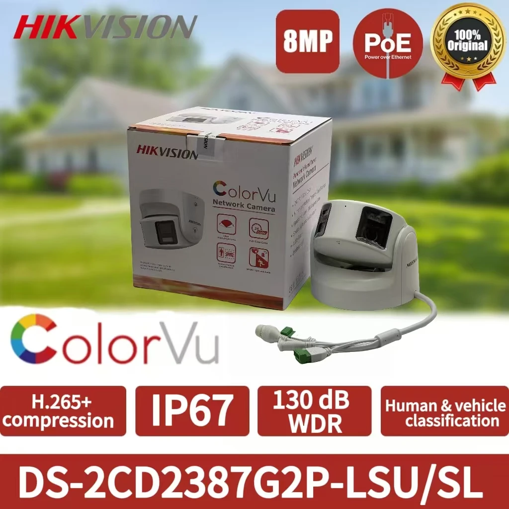 Hikvision DS-2CD2387G2P-LSU/SL 8MP 4K IP Camera ColorVu Full Color Night Vision AI Human Vehicle Detection PoE Waterproof CCTV