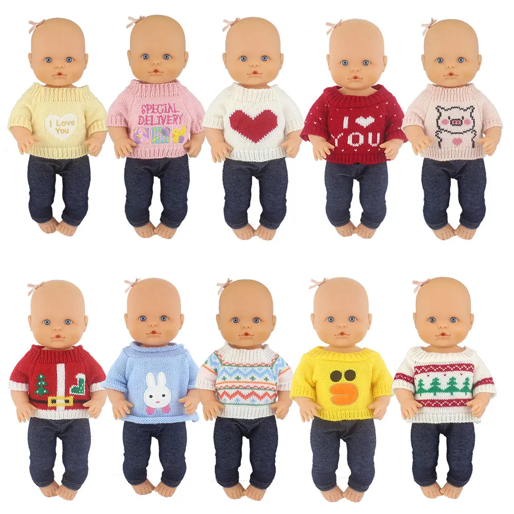 Sweter + spodnie nowe ubranka dla lalki garnitur dla 32cm Nenuco laleczka bobas 12 13 cali akcesoria dla lalek Bebe