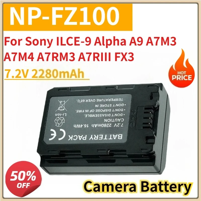 

New Camera Battery NP-FZ100 7.2V 2280mAh For Sony ILCE-9 Alpha A9 A7M3 A7M4 A7RM3 A7RIII FX3