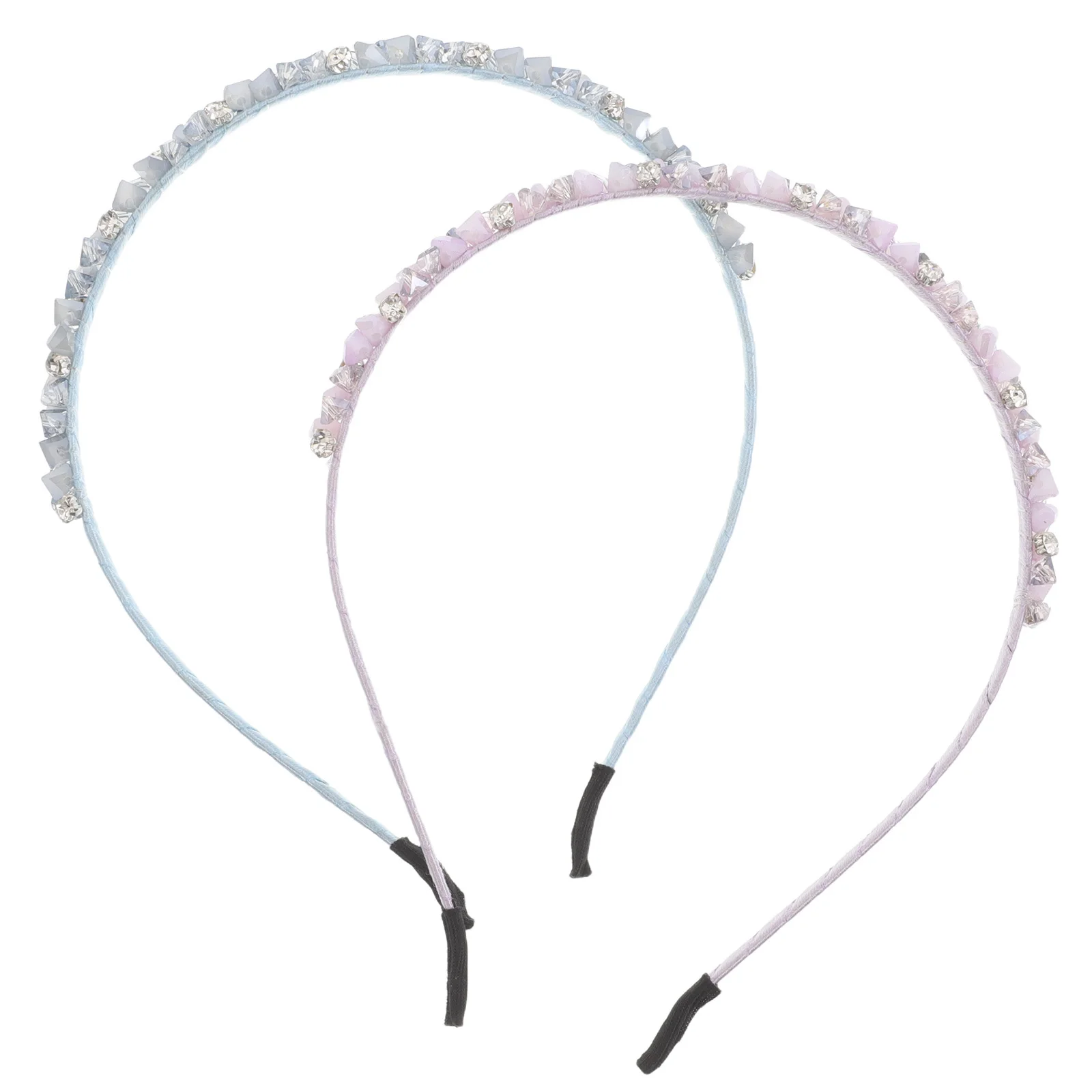 

2Pcs Purple Blue Imitation Crystal Hairbands Sparkling Head Hoop Elegant for Weddings Parties Bridal Daily Use