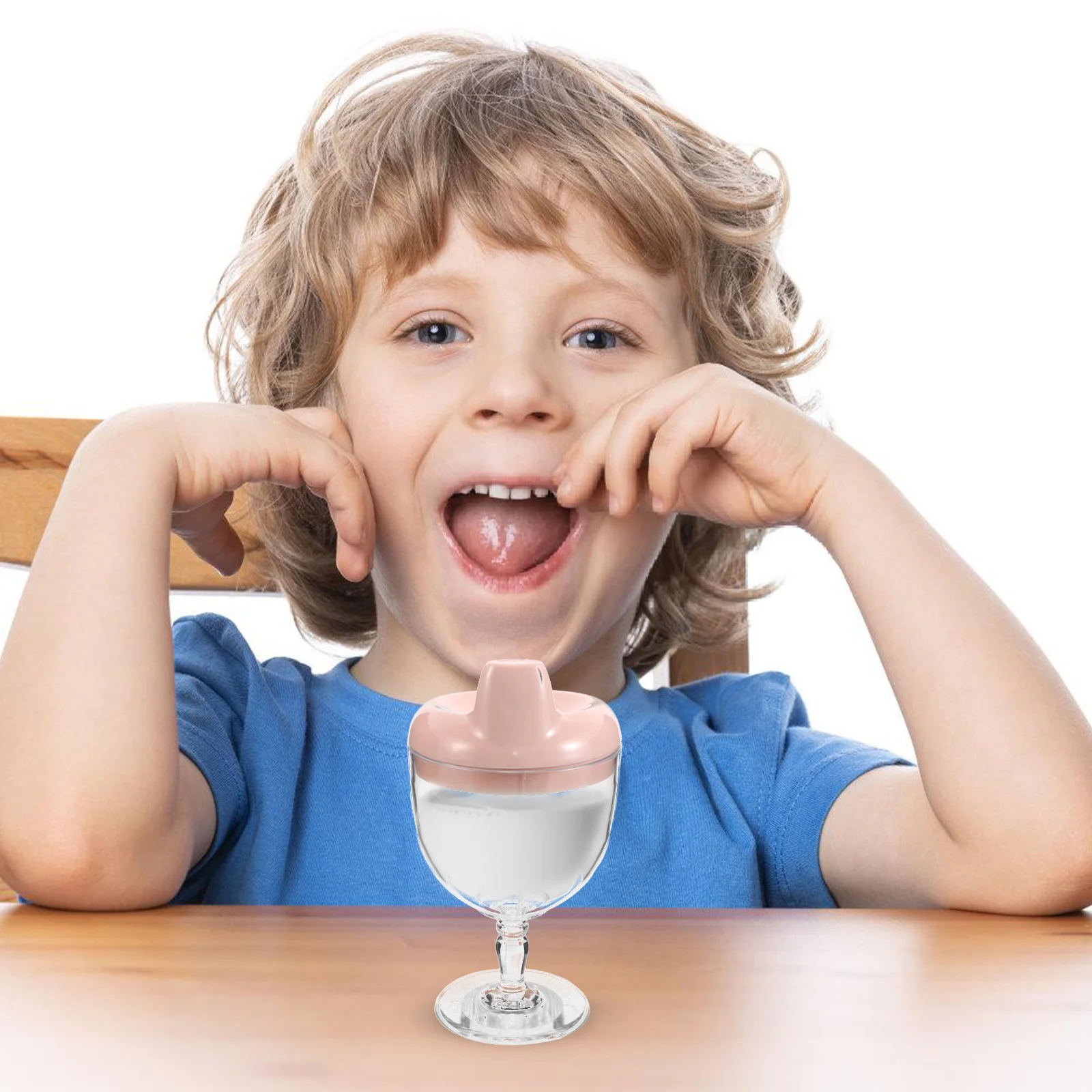 

2Pcs Kids Sippy Cup High Transparency Shatterproof Goblet Shape Spill Proof Juice Milk Training Toddler Water Cup