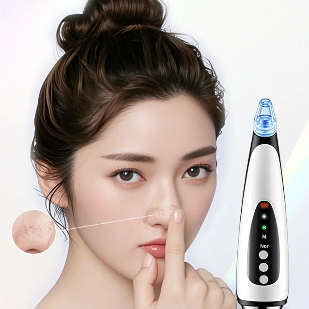 6개의 교체용 헤드가 있는 전동 블랙헤드 제거기, 강력한 흡입력으로 깊은 클렌징, 전문가용 모공 클리닝 기기