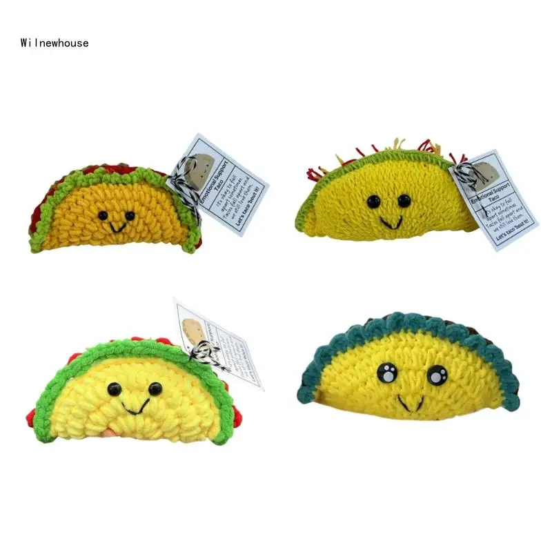 Cartoon Tacos Crochet Plushie Dolls Soft Knitted Stuffed Toy Inspirational Gift Dropship