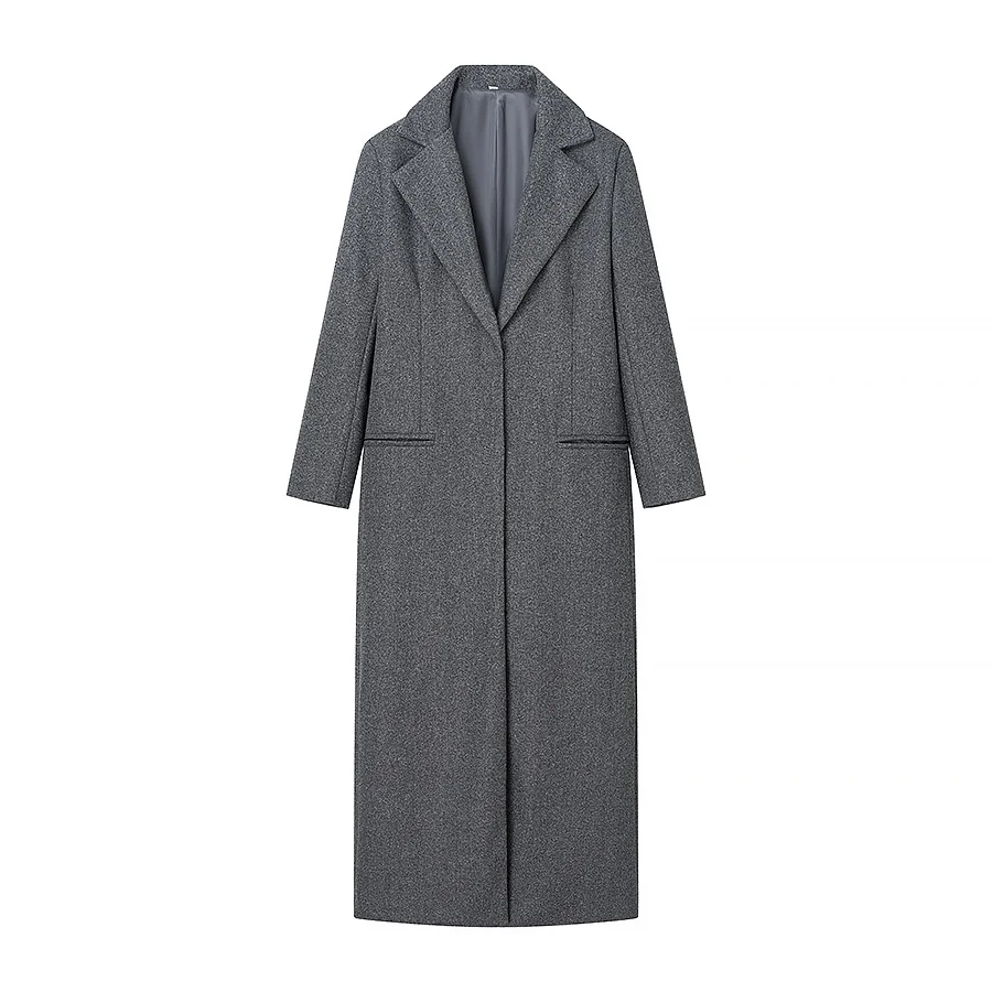 UETEEY 2024 New Dark Grey Wool Scarf Coat Women's Coat, Simple and Generous Warm and Textured Clothes Direct Purchase Service.