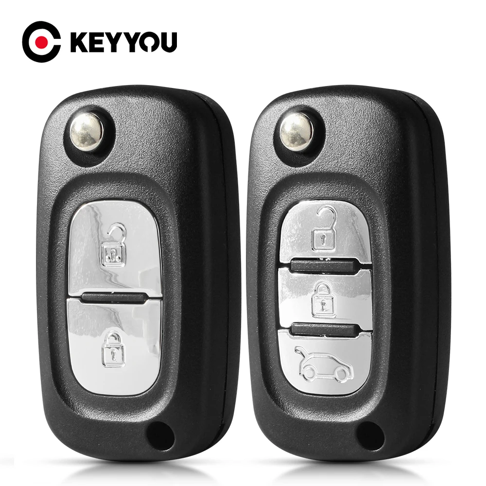 KEYYOU 1 Uds 2/3 botones funda para llave de coche para Renault Fluence Clio Megane Kangoo Modus llave automática con hoja NE73/VA2