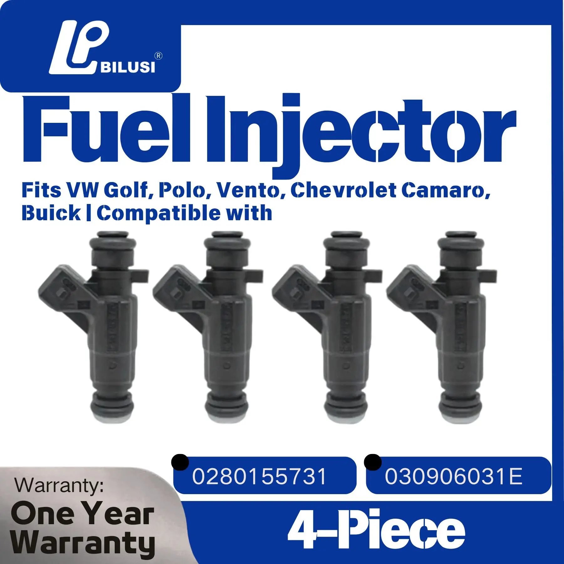 BILUSI 4-Piece Fuel Injector Set - Fits VW Golf, Polo, Vento, Chevrolet Camaro, Buick Compatible with  0280155731 030906031E