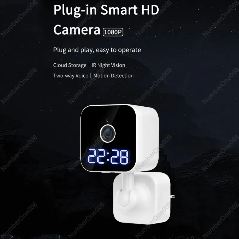 

Wi-Fi штекер умная камера наблюдения домашние часы штекер цифровая камера беспроводная вращающаяся камера обнаружения движения в помещении