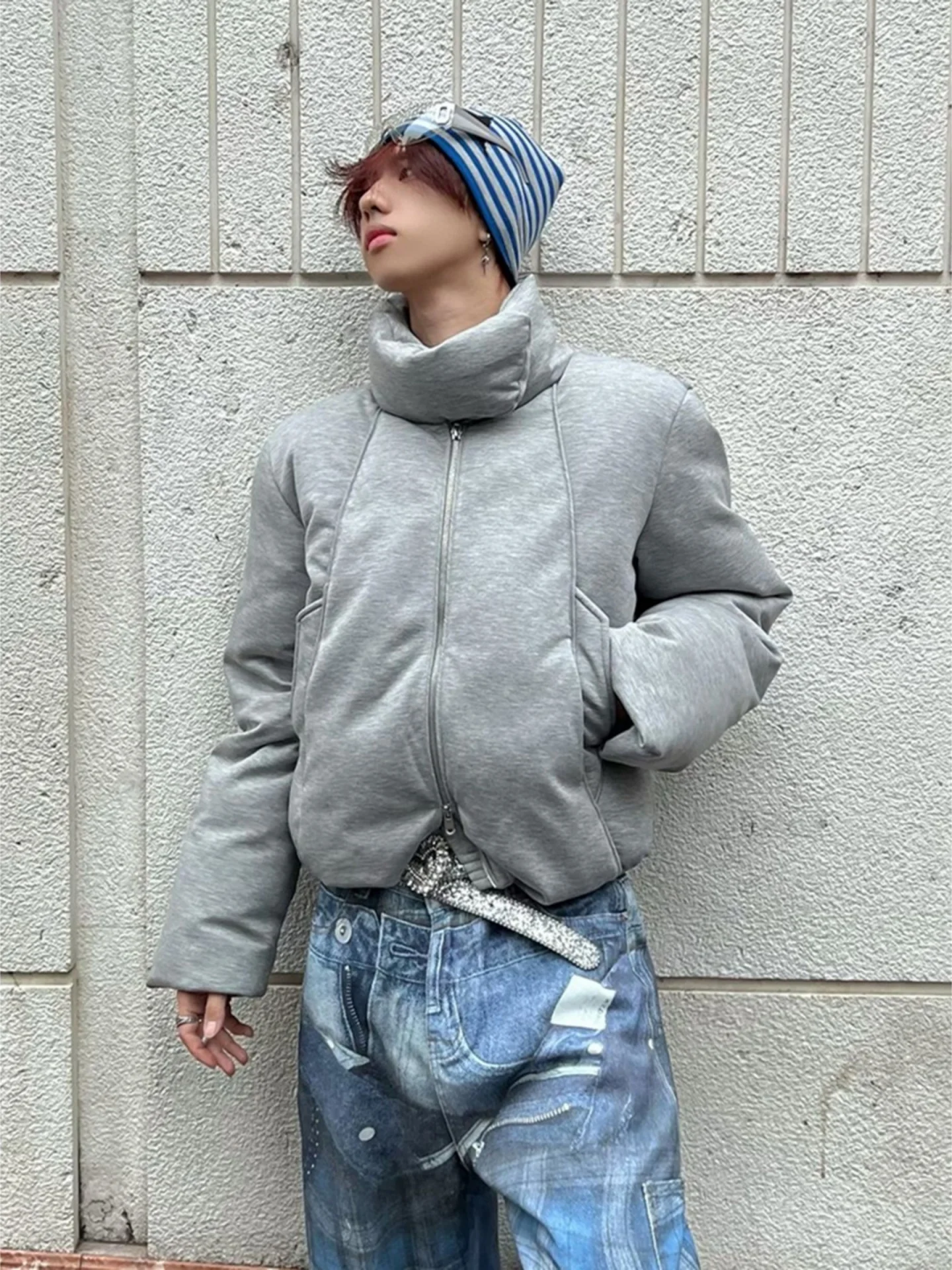 

Мужская зимняя куртка Harrington из хлопка с воротником-шарфом в американском ретро-стиле, теплая, деконструированного дизайна