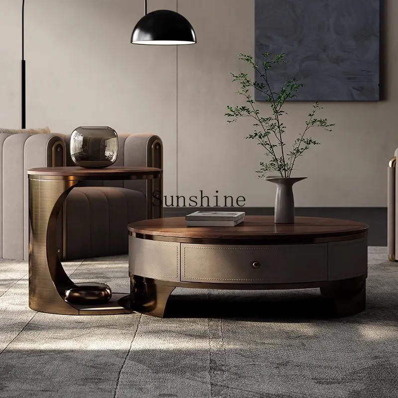 

Italian minimalist coffee table large household light luxury design size round combination