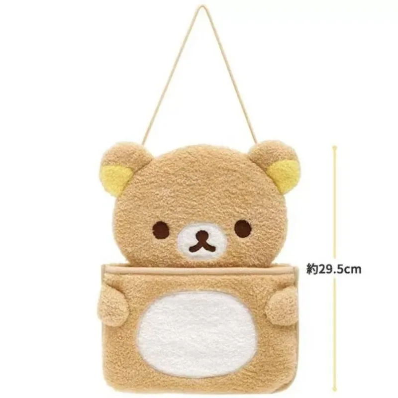 Cute Cartoon Rilakkuma Student Dormitory Plush Wall Storage Hanging Bag Anime Kawaii Girl Bedroom Decorative Decoration Gift New