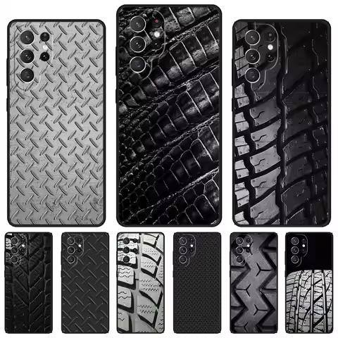 Black Tyre Tread Texture phone case For Samsung Galaxy S24 S23 S22 Ultra Note 10 20 Plus S8 S9 S10 S20 S21 FE Cover