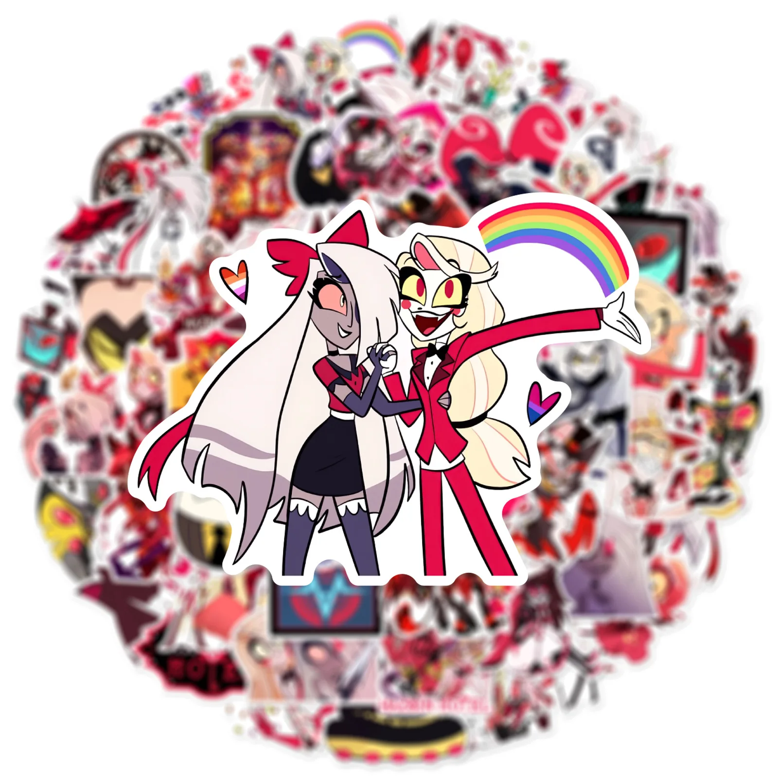 56pcs New Japanese Manga Hazbin Hotel Decorative Computer Luggage Skateboard Notebook Sticker