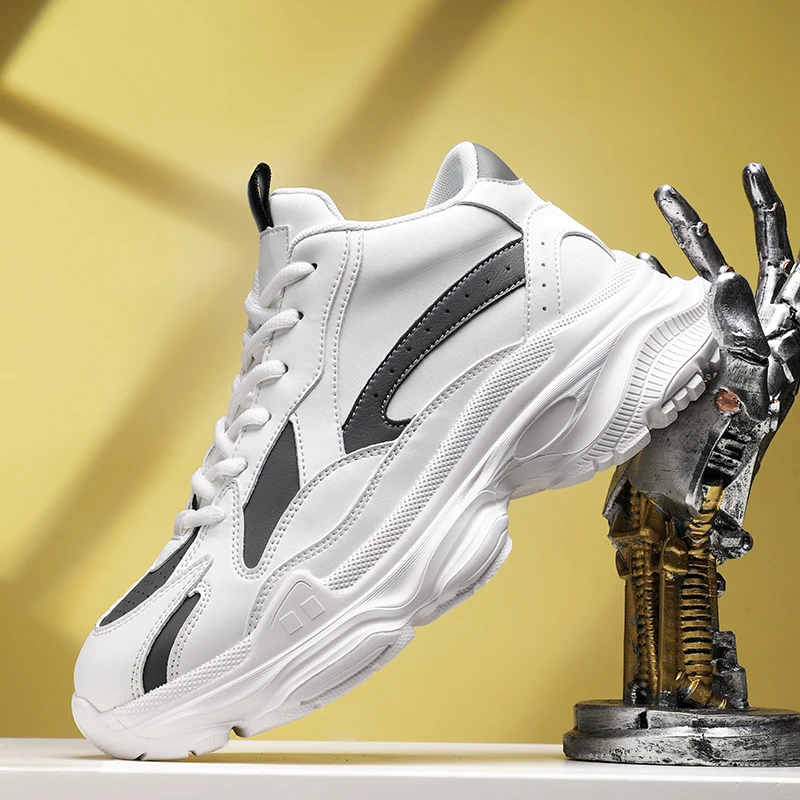 Alta qualidade elegante altura aumentando sapatos esportivos casuais sola grossa cor combinando perfurado respirável confortável
