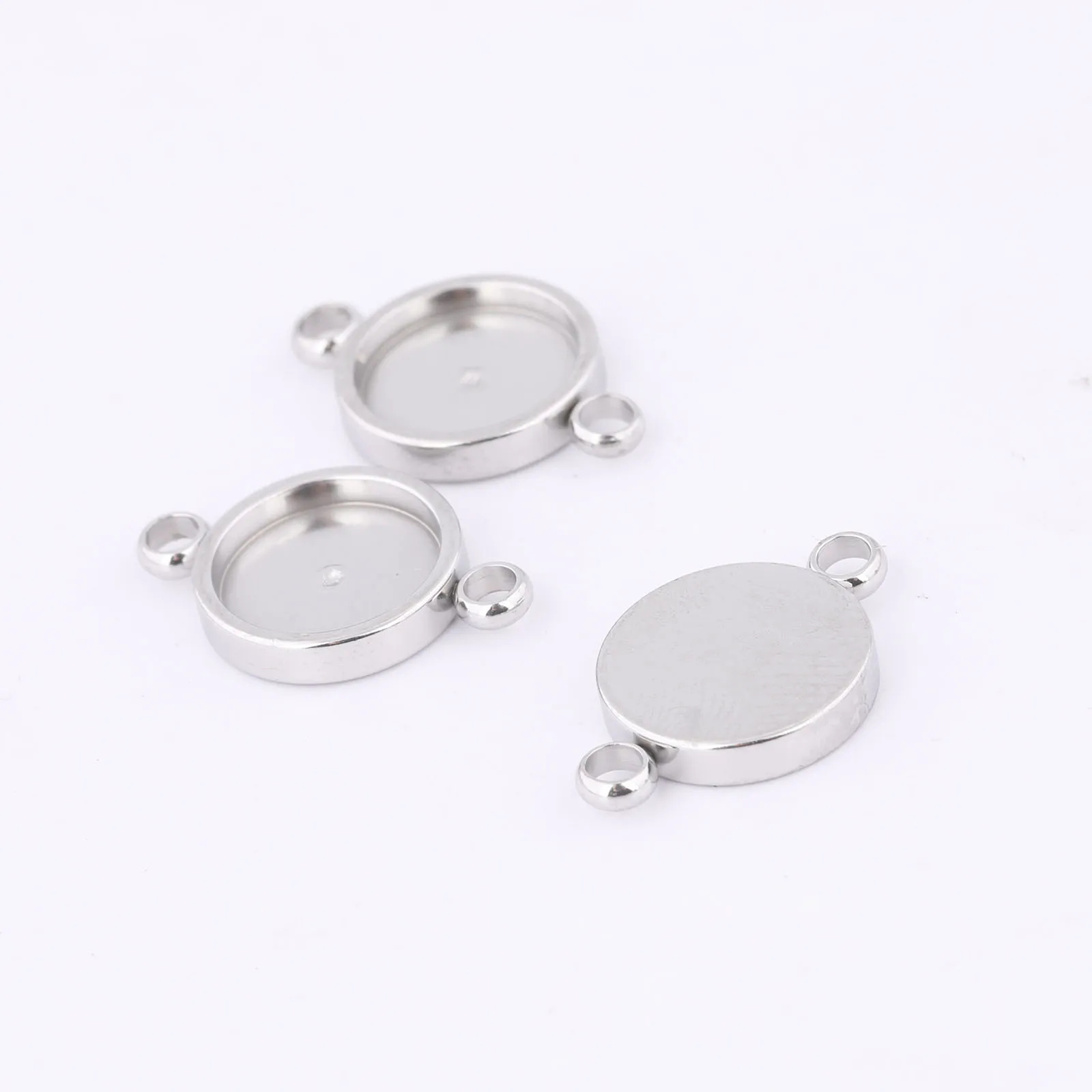 20pcs Stainless Steel Round 8mm 10mm Cabochon Connector Setting Trays Diy Earrings Bracelets Bezel Blanks For Jewelry Making image 6