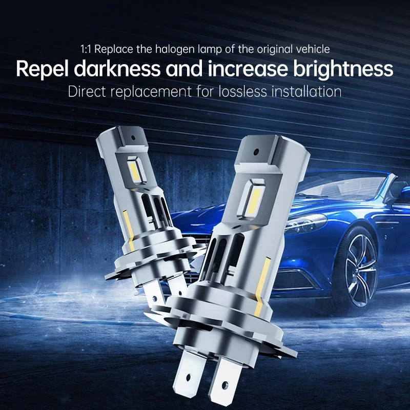 2PCS H7 LED Mini Headlight Bulbs H4 H11 200000LM 180W H1 9005 HB3 9006 HB4 6000K LED Canbus CSP Chips 1:1 Size Fog Car Light