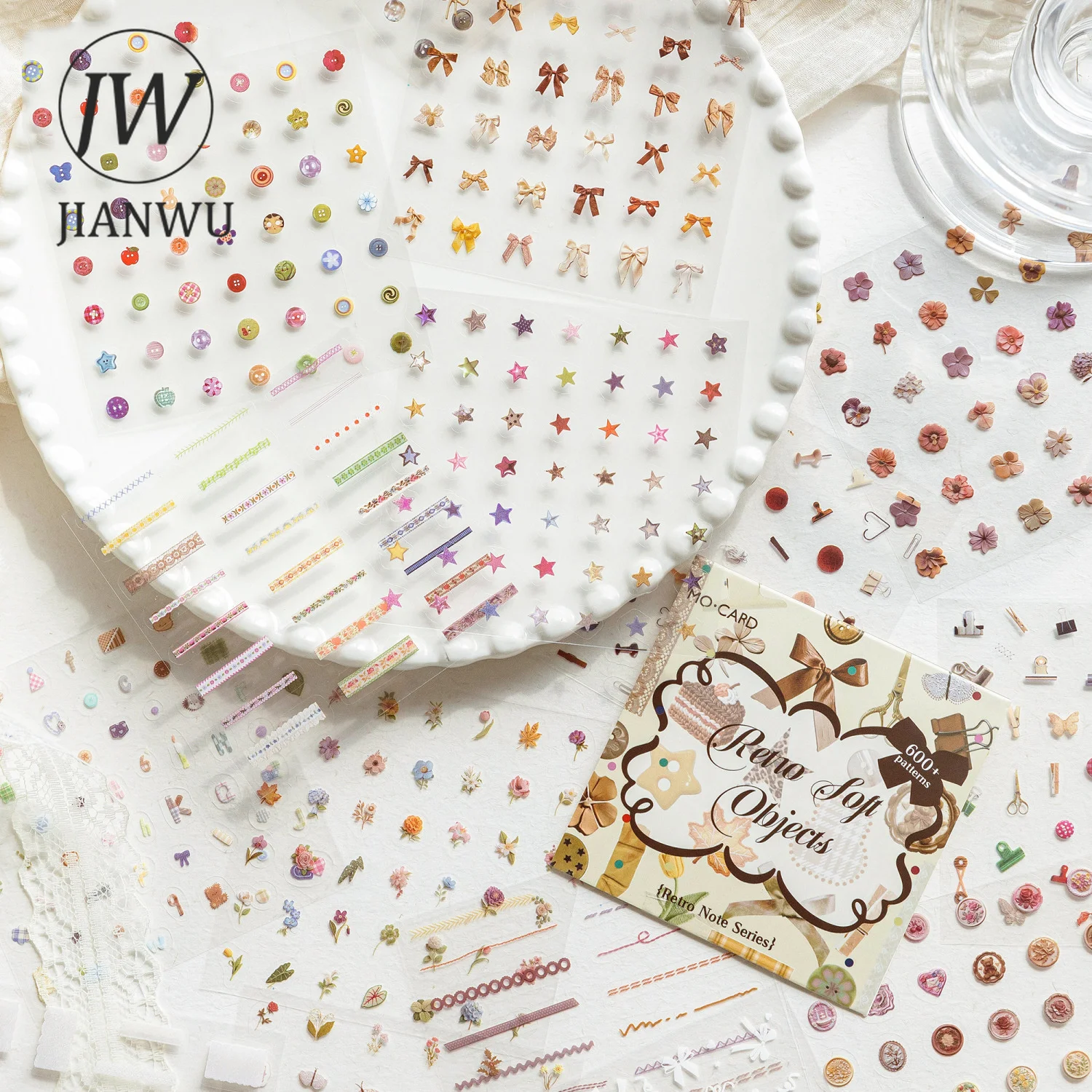 

JIANWU Retro Note Series Vintage Flower Butterfly Number Landscape Material Collage PET Sticker Book Creative Journal Stationery