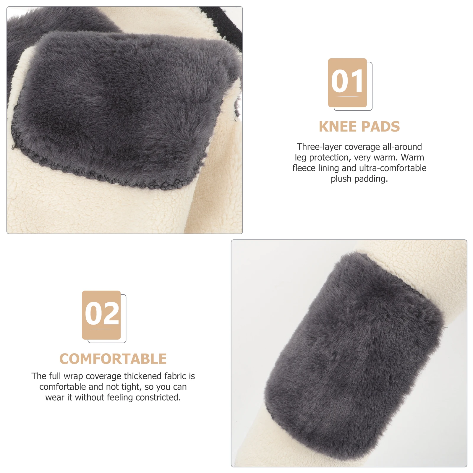 

1Pair Knee Warmers Three-Layer Thermal Pads Protective Leg Covers for Winter Sports Comfortable Non-Constricting Fit