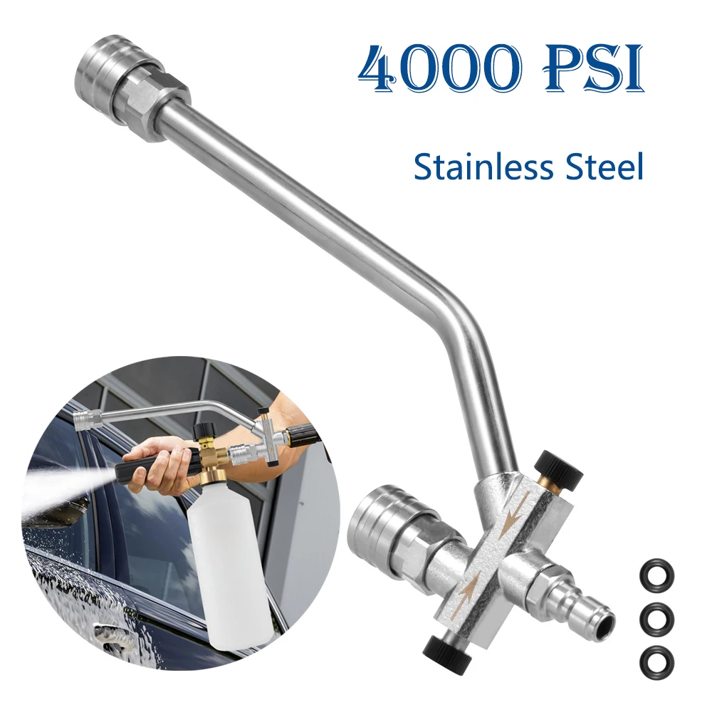 1/4inch Foam Cannon Dual Connector Stainless Steel 4000 PSI high pressure Dual Head Foam Sprayer Good Sealing Attachment for Car