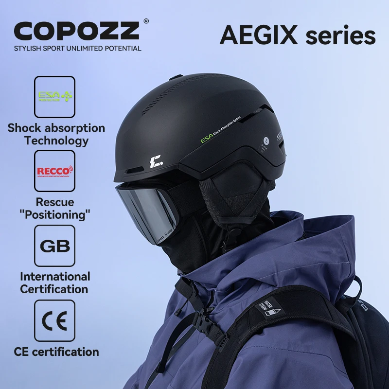 Copozz inverno adulto capacete de esqui ao ar livre anti-impacto reeco posicionamento sistema de resgate respirável feminino masculino capacete de segurança de esqui