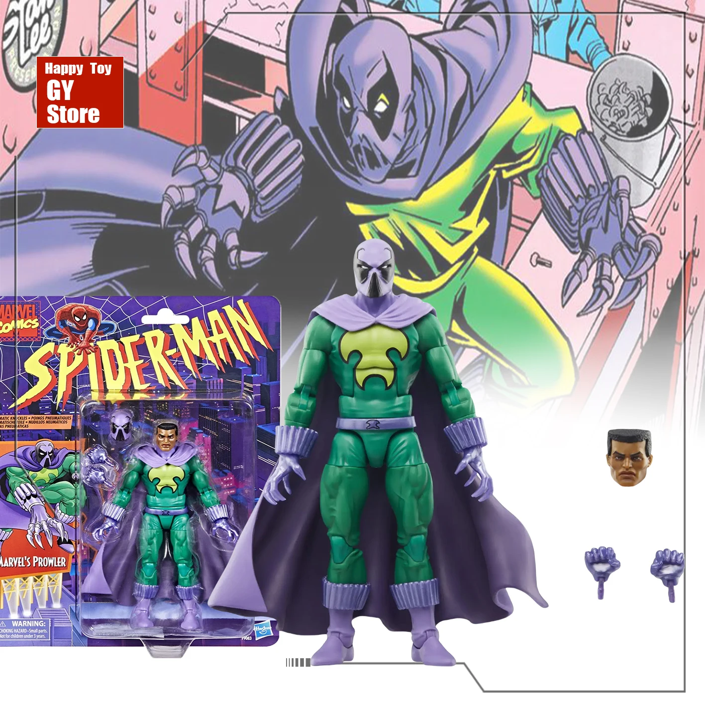 Marvel Legends Series Spider-Man The Animated Retro-Style Marvel'S Prowler Collectible 6-Inch Anime Action Figure Original Toy