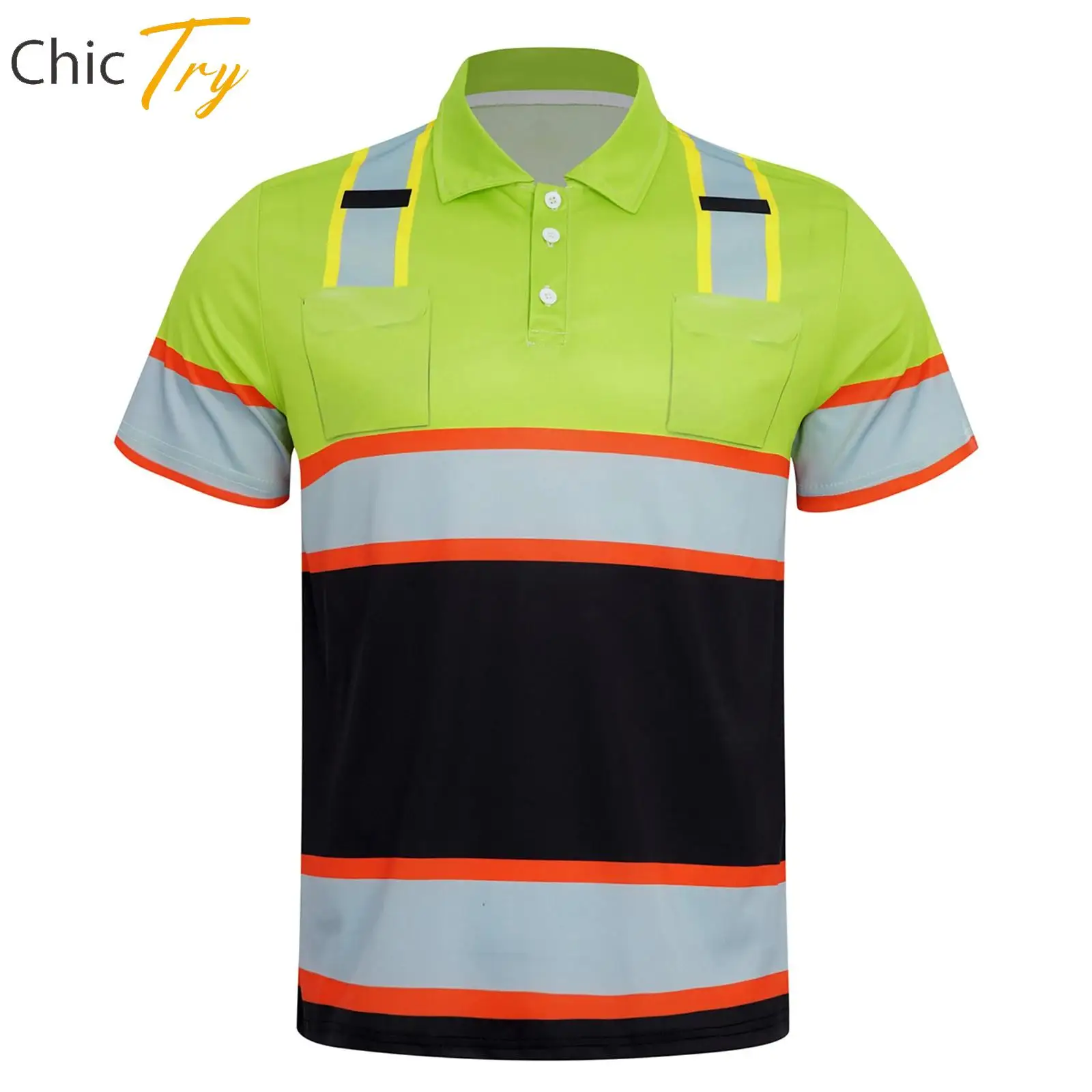 

Взрослый мужской защитный рабочий костюм, полосатые топы с цветными блоками, рабочая одежда, футболка с короткими рукавами для строительной площадки, бензиновой станции