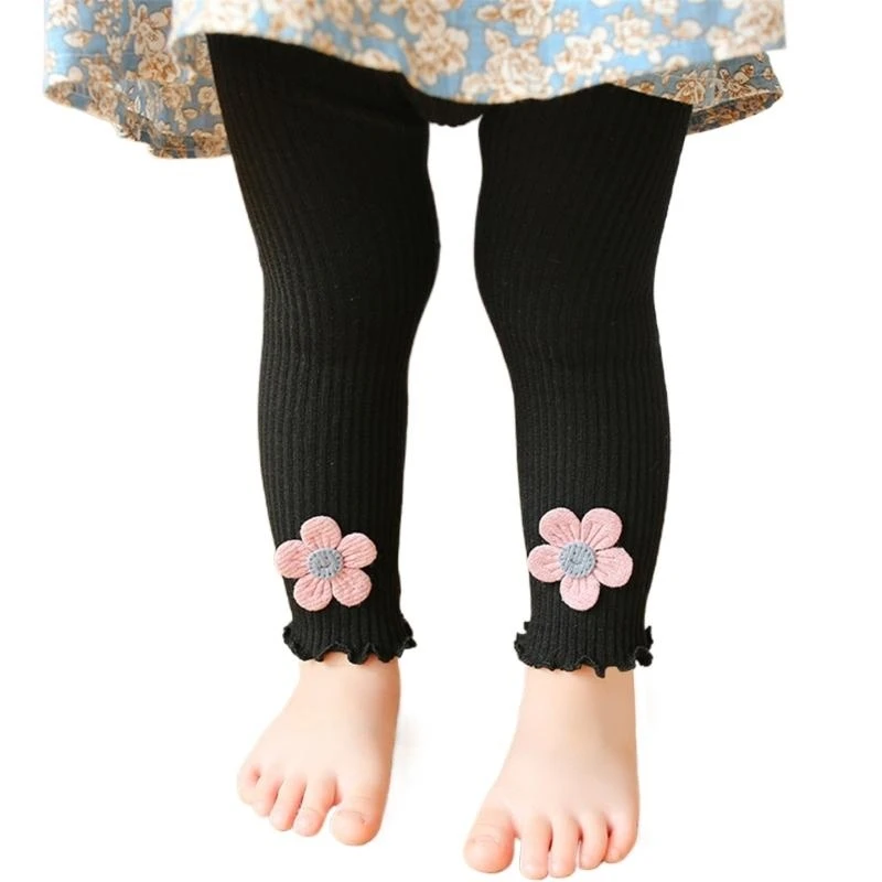 97BC Elastic Kids Leggings Breathable Girls Tights Comfortable Children Cropped Pants