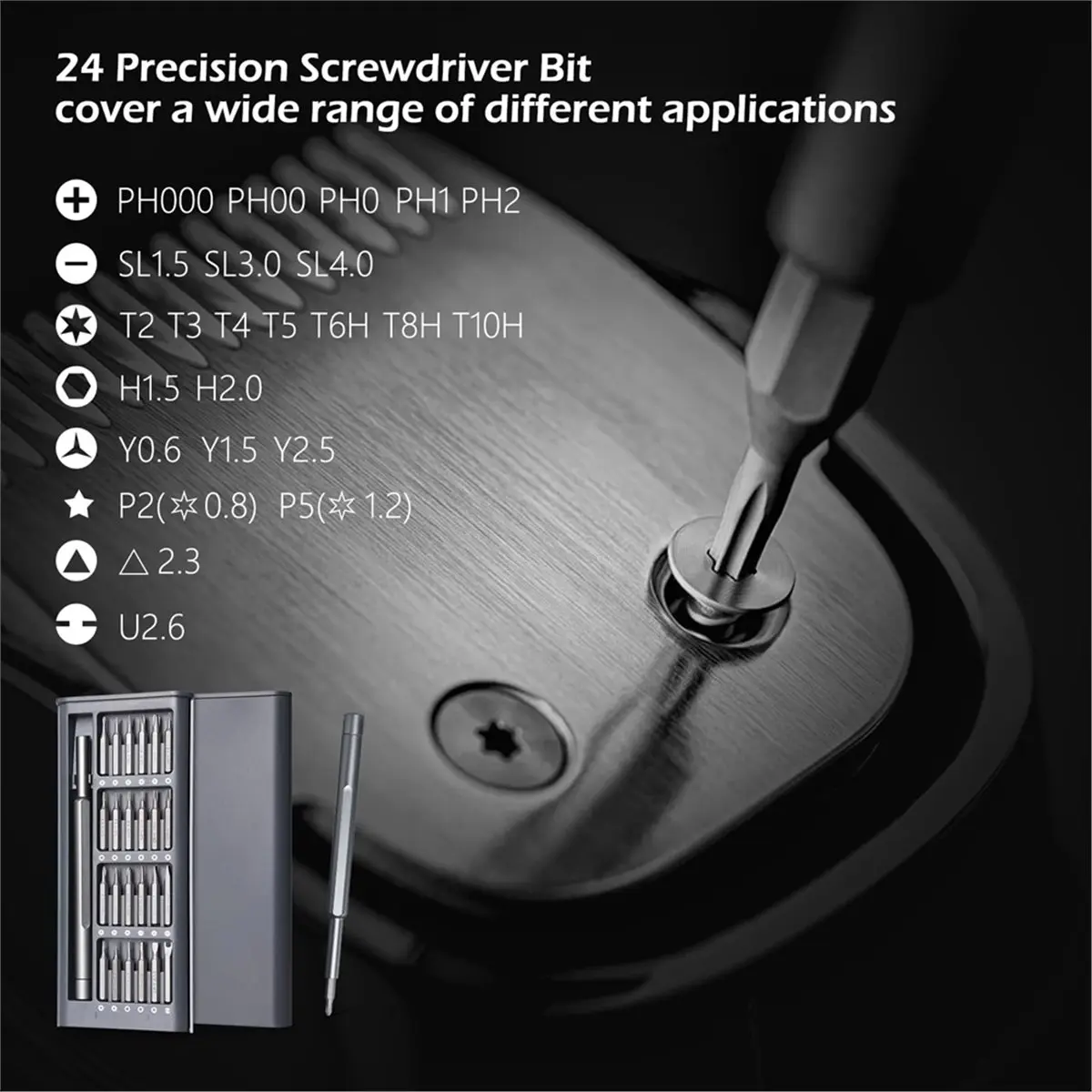 Multi-use Gear  Screwdriver Set 25 in 1 Torx Hexagonal Flat Head Magnetic Screwdriver Head for Watch Camera Glasses