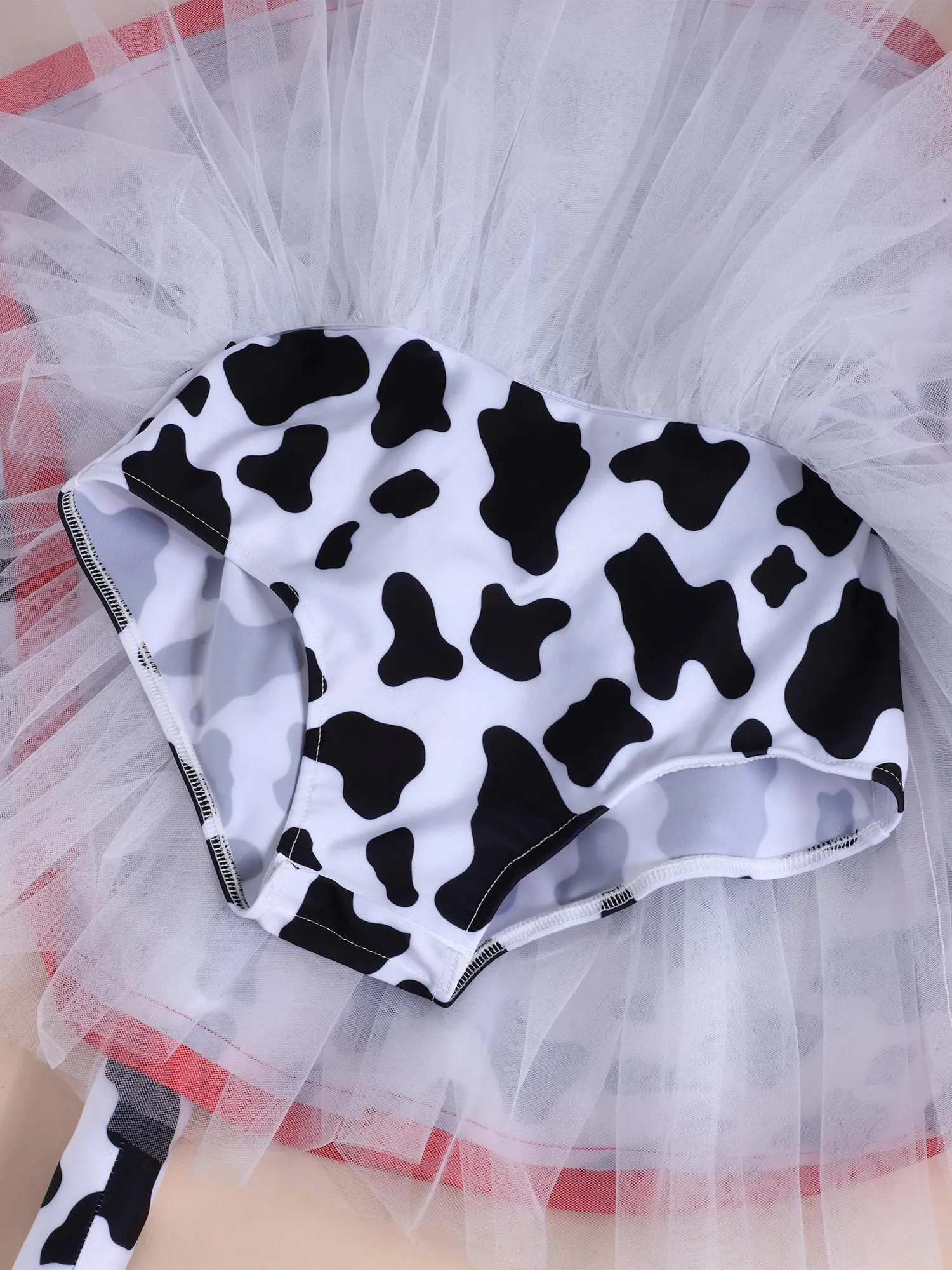 어린이 소녀 민소매 인쇄 메쉬 댄스 레오타드 투투 드레스 꼬리 할로윈 파티 달마시안 점박이 개 코스프레 의상