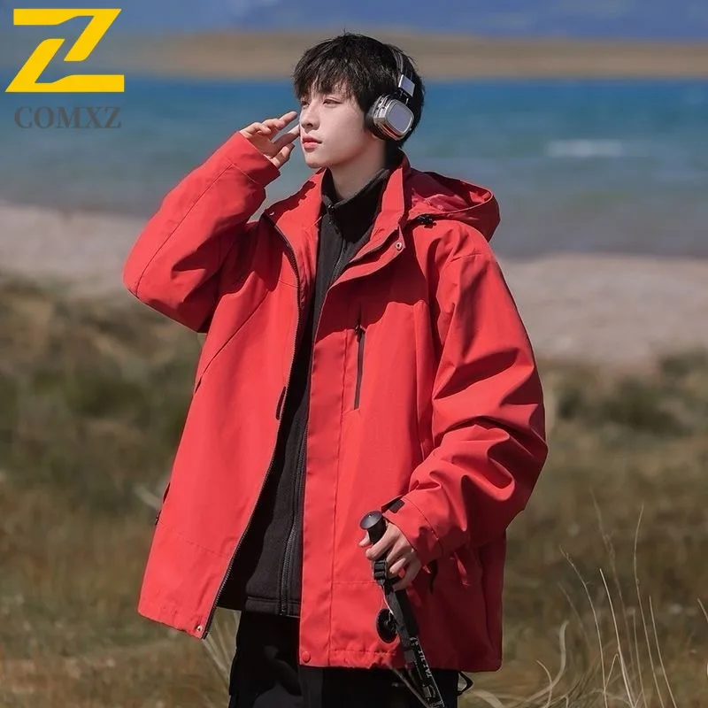 

COMXZ Мужская куртка Классическая с капюшоном Удобное пальто для альпинизма на открытом воздухе Туризм Путешествия Ветрозащитная весенне-осенняя мотоциклетная куртка