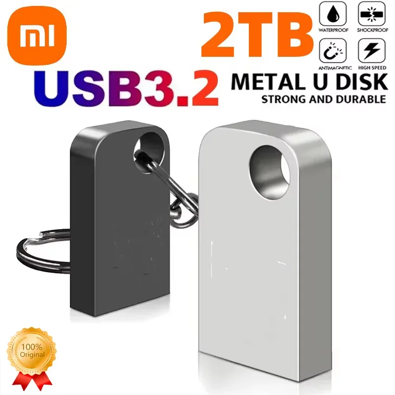 샤오미 USB 3.2 고속 전송 금속 C 타입 U 플래시 드라이브, SSD 휴대용 미니 플래시 드라이브 메모리, 방수 U 드라이브, 2TB