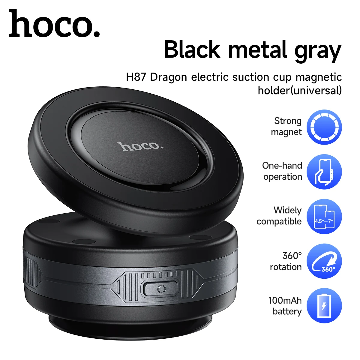 

HOCO H87 Universal Car Phone Holder Foldable Magnetic & Vacuum Adsorption Manual Suction Cup Dedicated Navigation