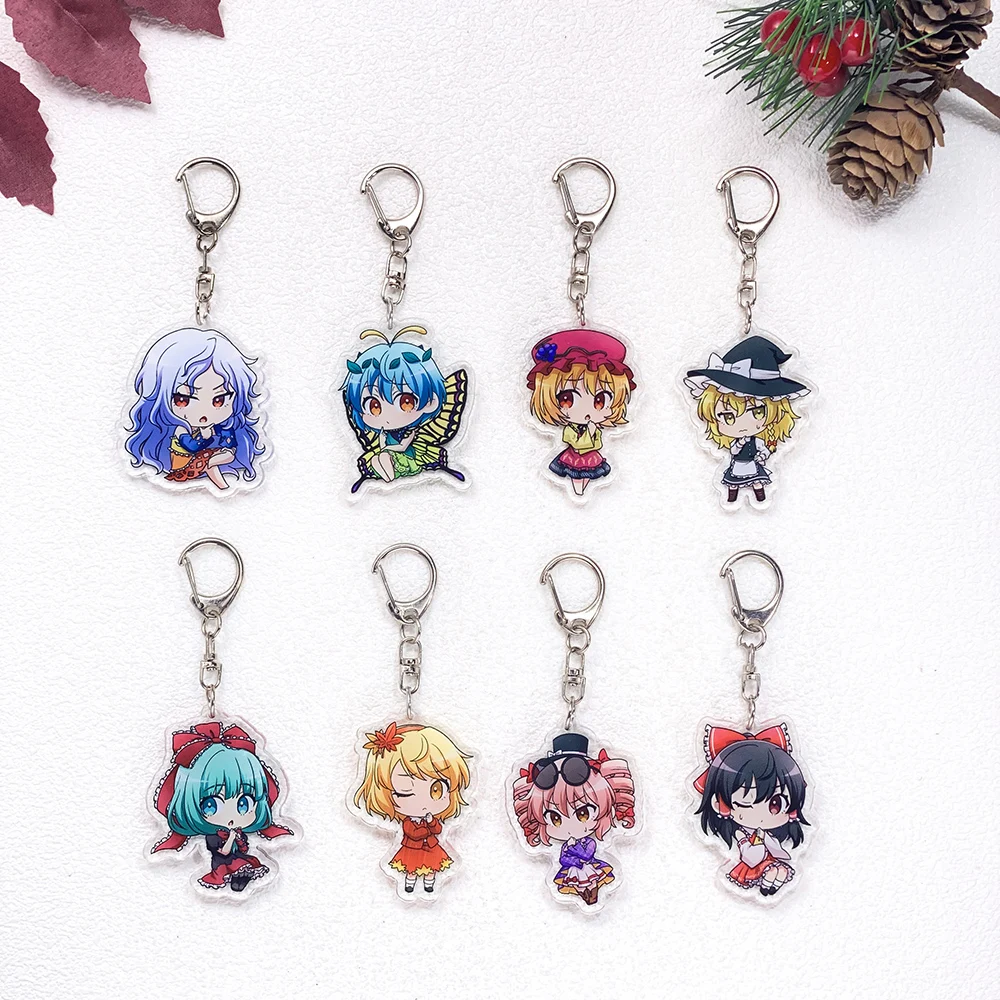 10Pcs Anime Characters Project Touhou Project Keychain Accessories Acrylic Charms Pendant For Bag Key Holder Backpack Decoration