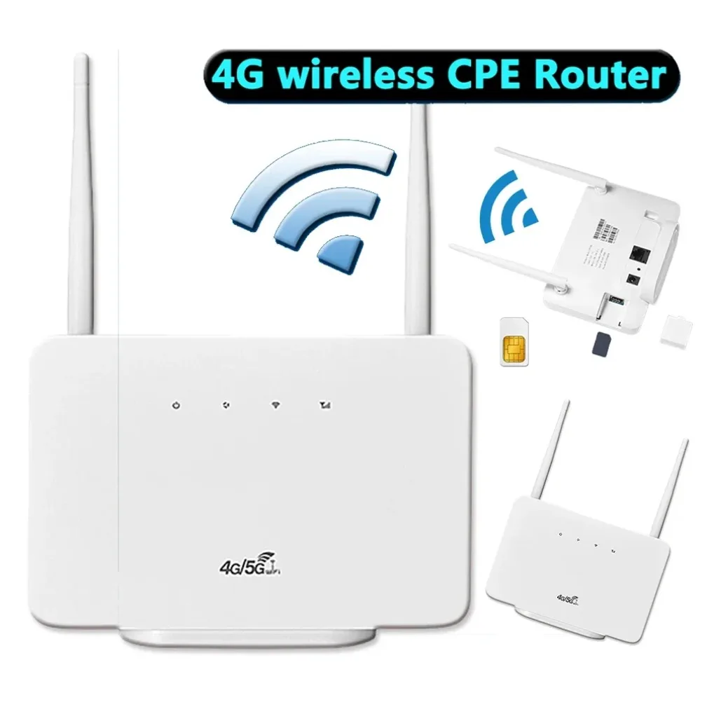 

VIKEFON 4G 300Mbps Wireless Router 4G Router Wireless Modem External Antenna with Sim Card Slot EU Plug for Home Travel Work