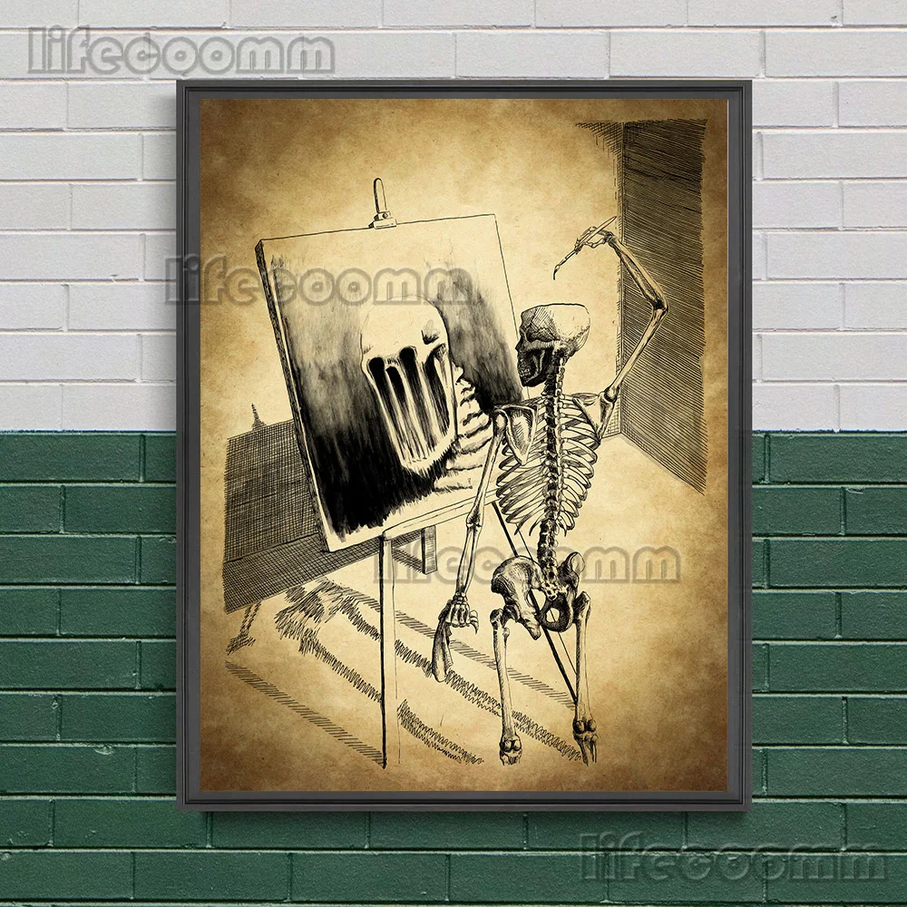 Skeleton Tree And Rope Snake Vintage Wall Art Canvas Painting,Abstract  Skeleton Demon Fantasy Art Poster And Print Home Decor