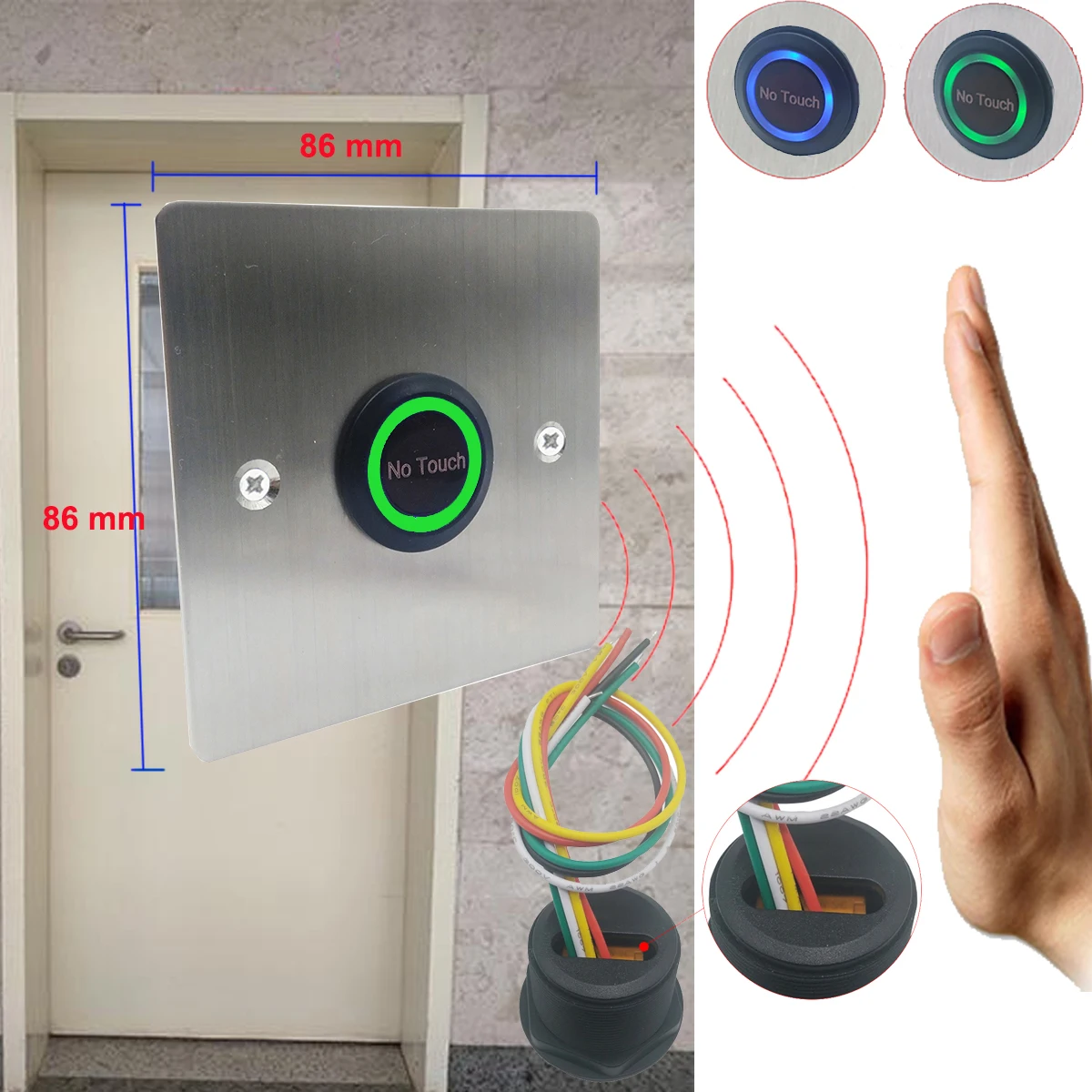 

IR Touchless Door Lock Access Release Switch Infrared Contactless No Touch Exit Button for Access Control System