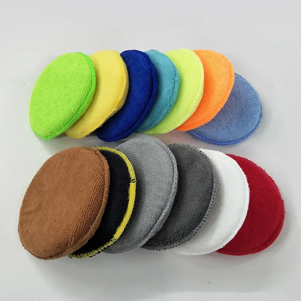 10Pcs Microfiber Wax Applicator Pads Two Layer Stitched Edges No Surface Contact Reusable Washable for Wax