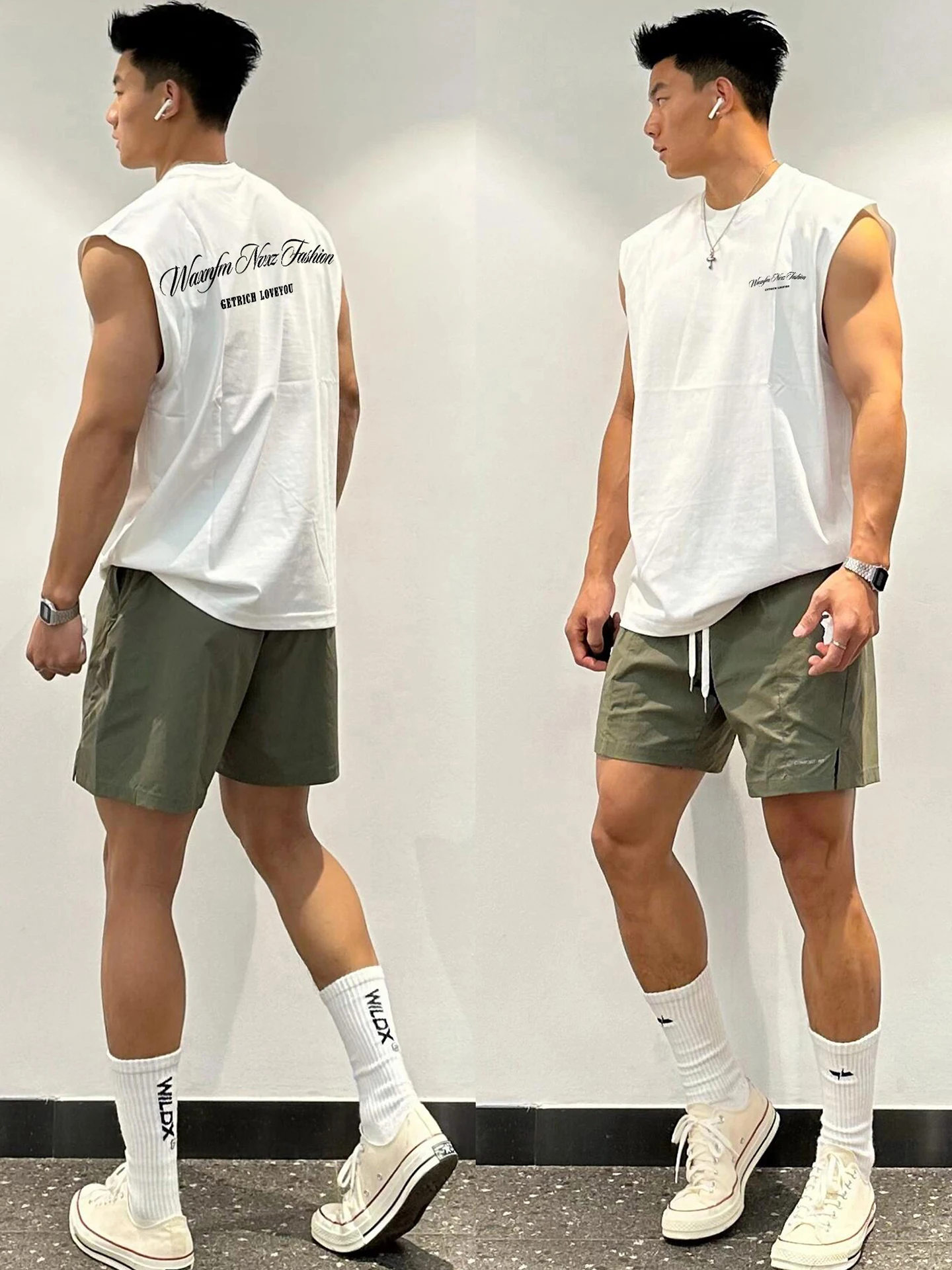 

American Sle Loose Fit Cotton Tank Top Men's round Ne Svel T-irt Printed aphic Casual Summer Sweat Vest